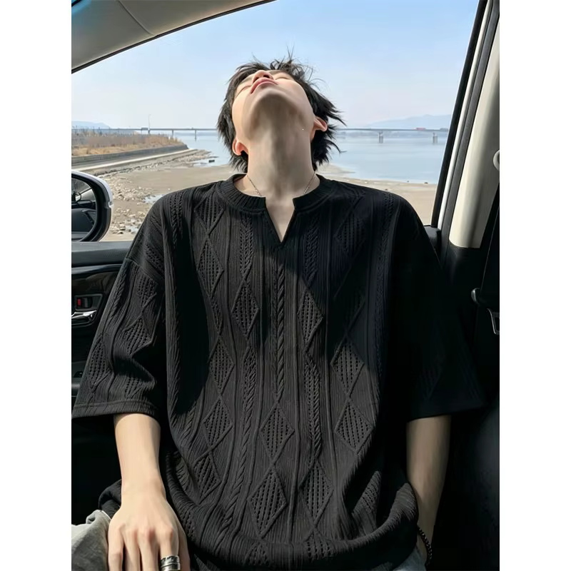 T-shirt ample pour homme à col en V