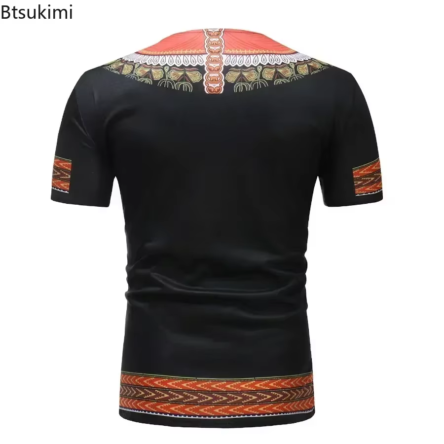 2026 T-Shirts pour hommes imprimé africain à manches courtes décontracté chemises minces