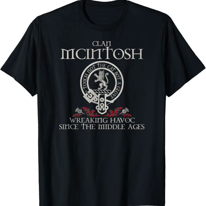 Clan Mcintosh Tartan Crest Chardon Vintage T-shirt