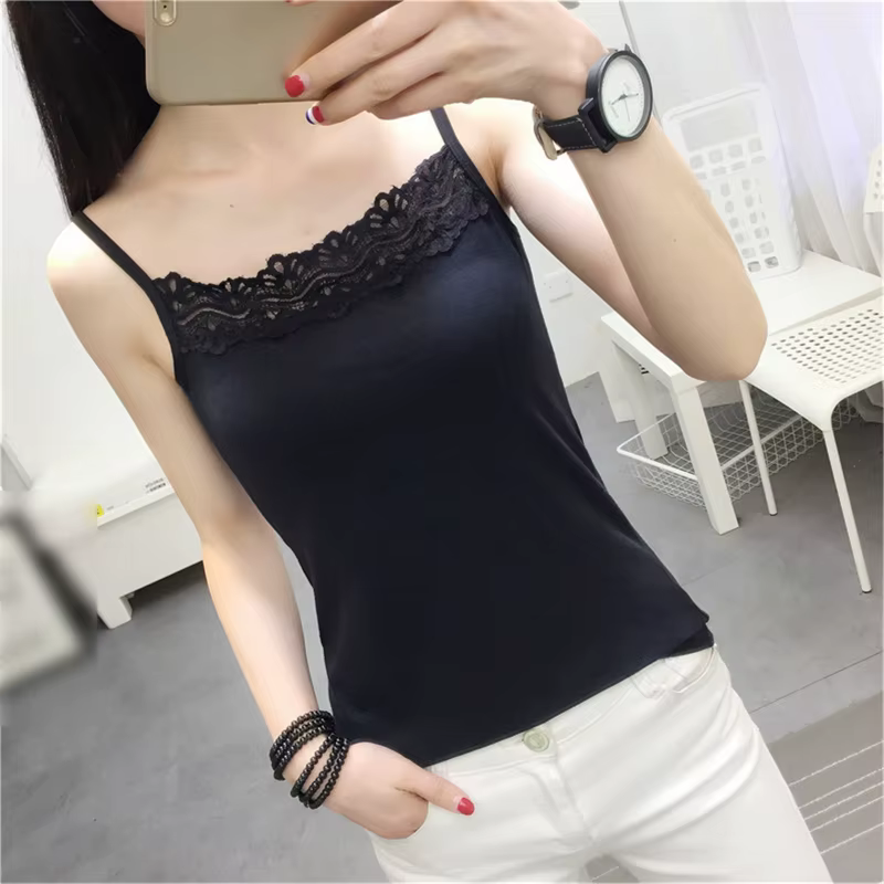 Camisole pour femmes, bretelles Spaghetti pour débardeur d'été en dentelle