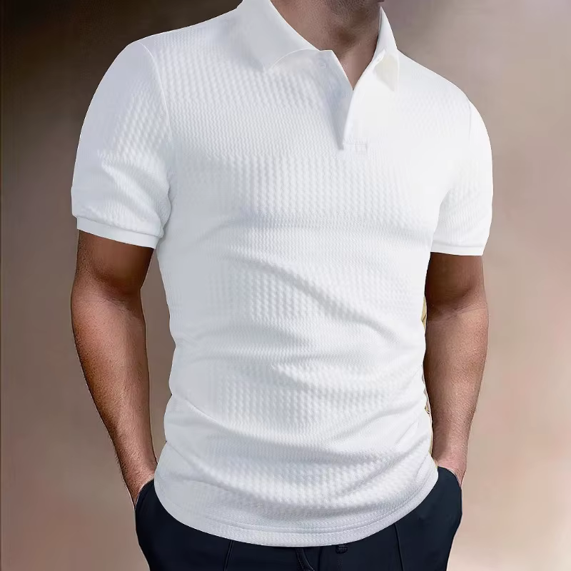 Polo en maille gaufrée unie pour homme