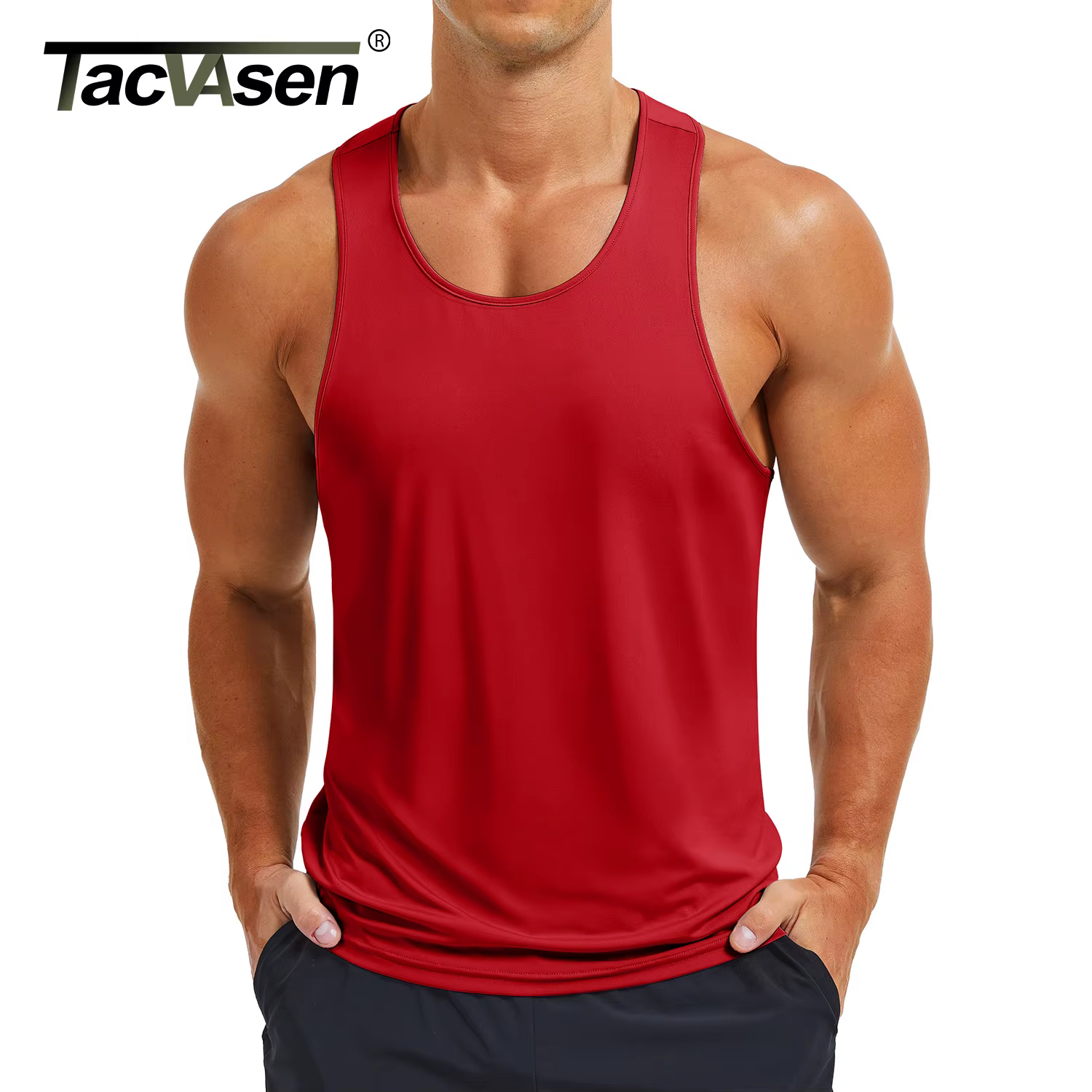 TACVASEN Débardeurs Homme Séchage Rapide UPF 80+ pour Fitness, Entraînement, Musculation, Course à Pied et Sport d'Été