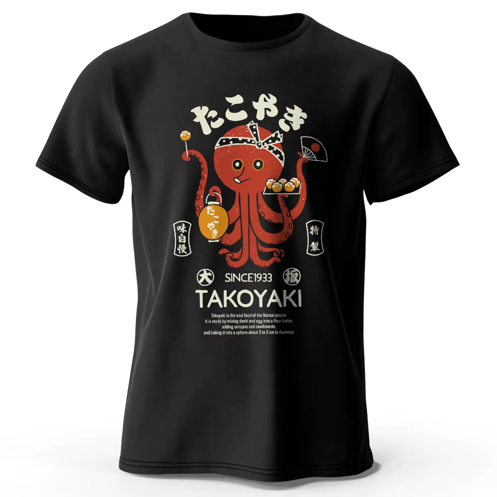 T-shirt 100% coton imprimé Chef poulpe japonais