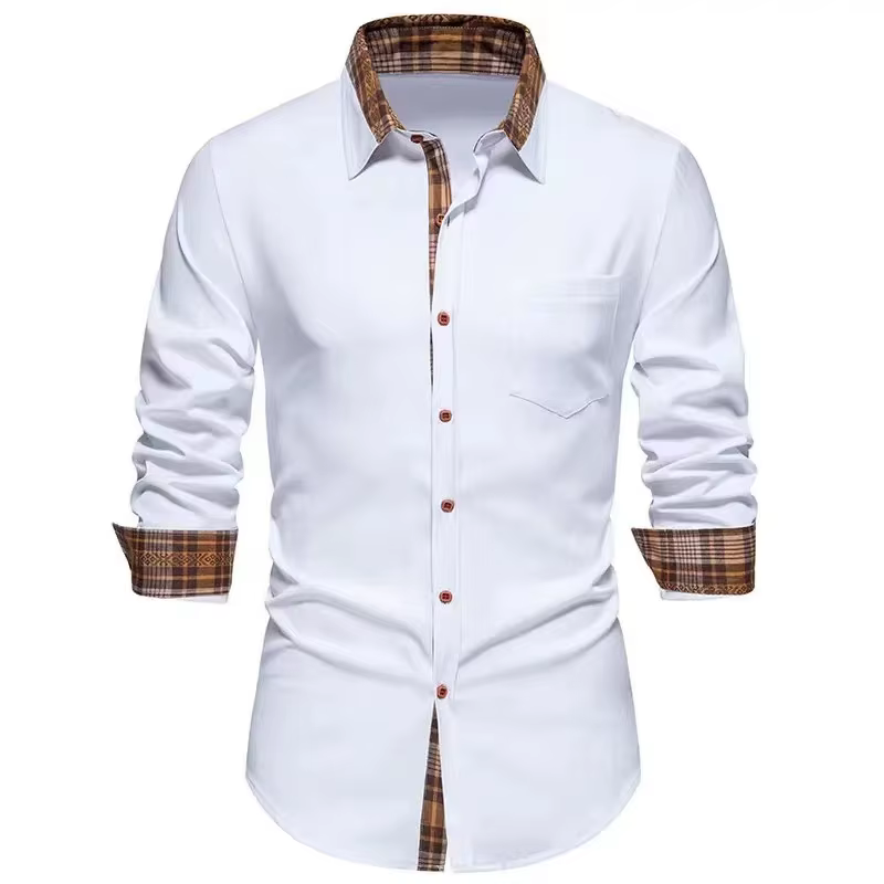 T-shirt à carreaux à manches longues pour hommes