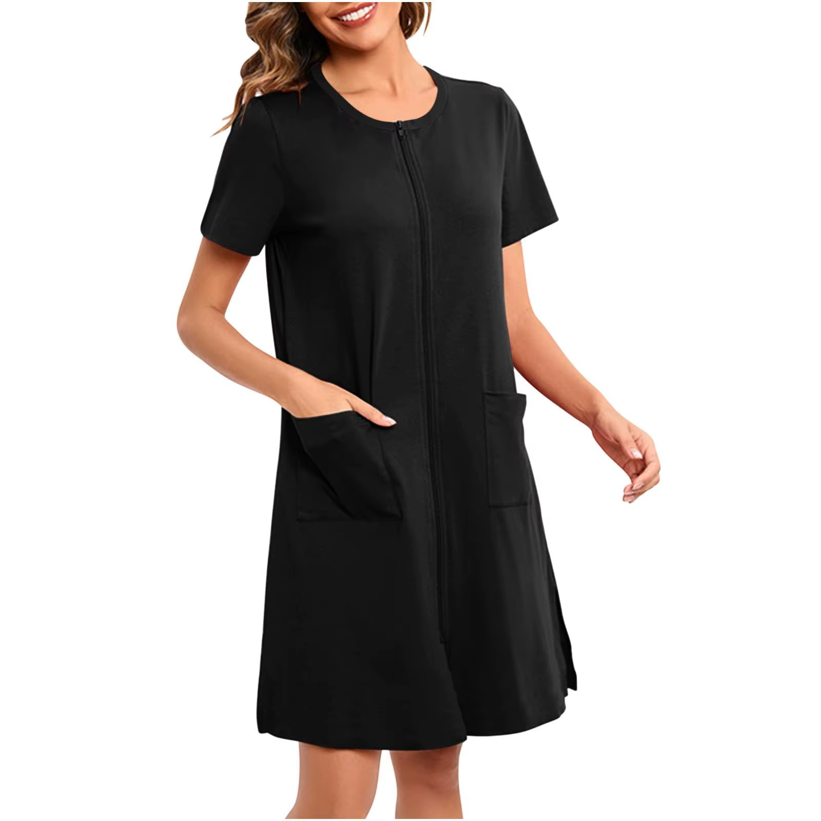 Chemise de nuit zippée sur le devant pour femmes