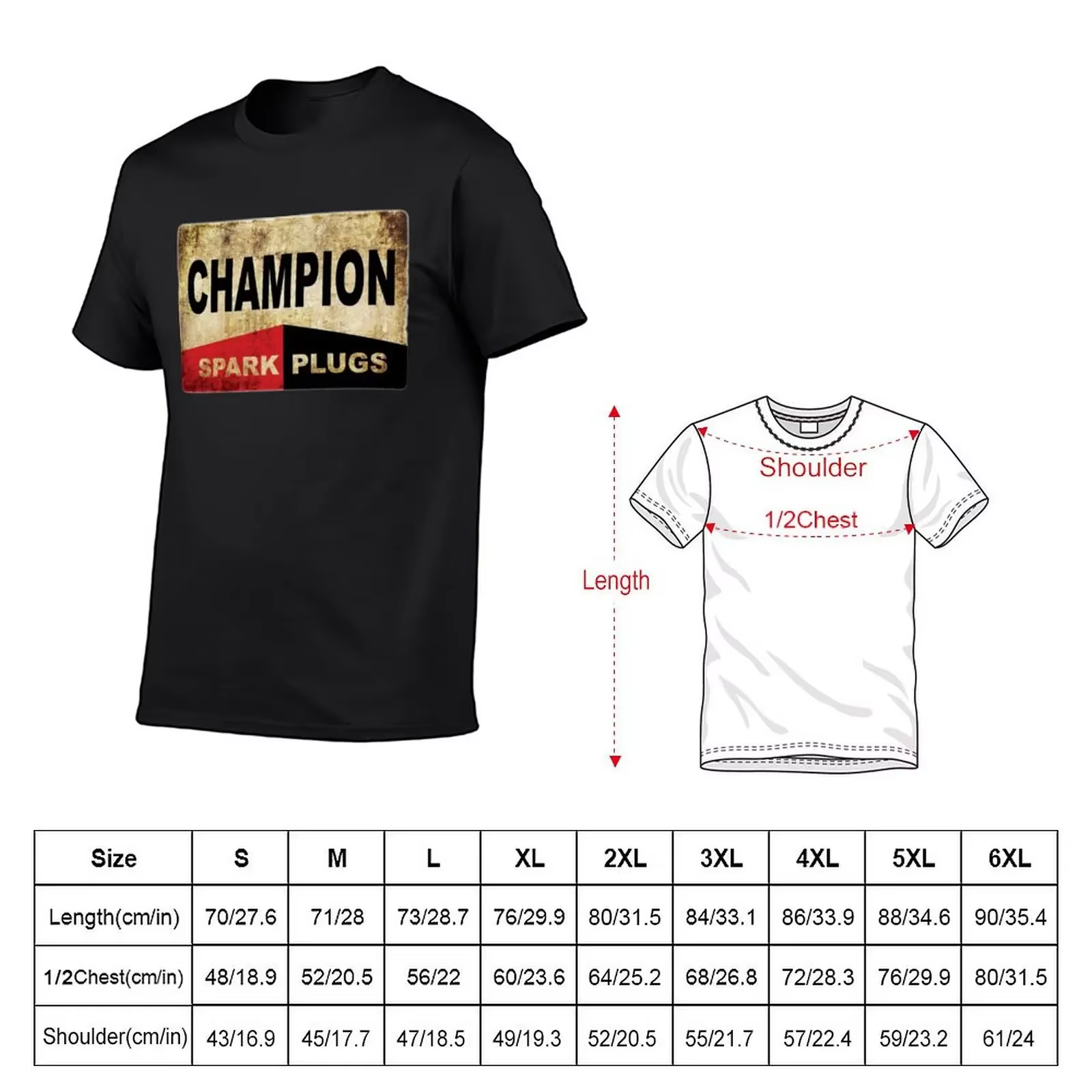 T-shirt graphique pour homme, estival et estival, Champion Spark Plugs