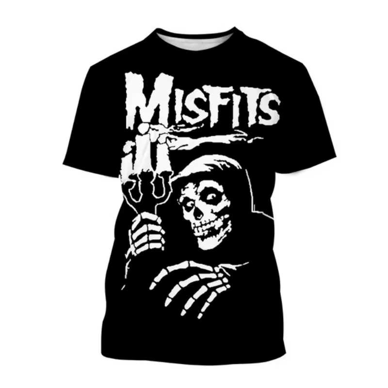 Misfits Rock Band T-Shirts crâne 3D imprimé Streetwear hommes femmes décontracté mode à manches courtes t-shirt