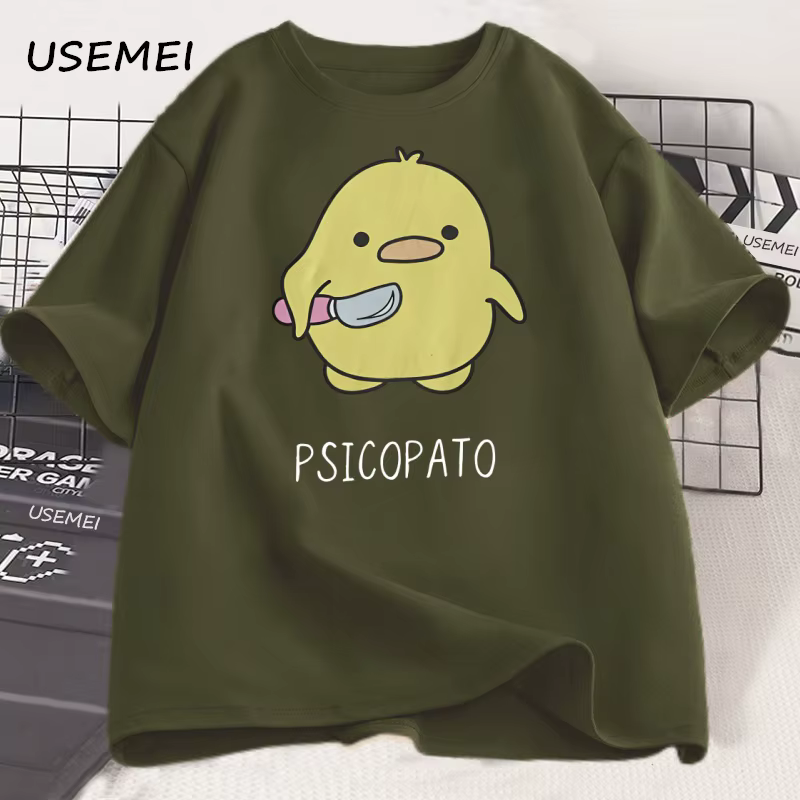 Psicopato T-shirt hommes femmes mignon canard avec couteau