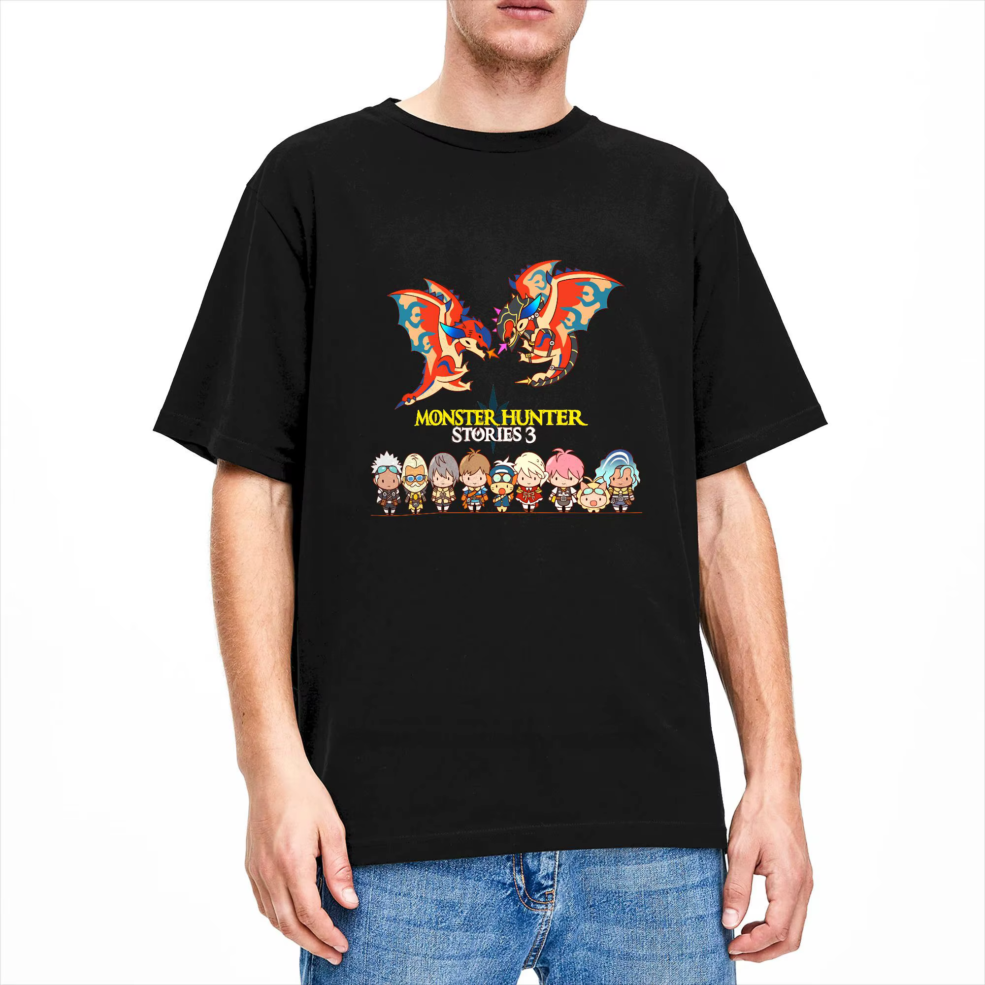 Monster Hunter Stories 3 T-shirt de plage populaire en pur coton à col rond