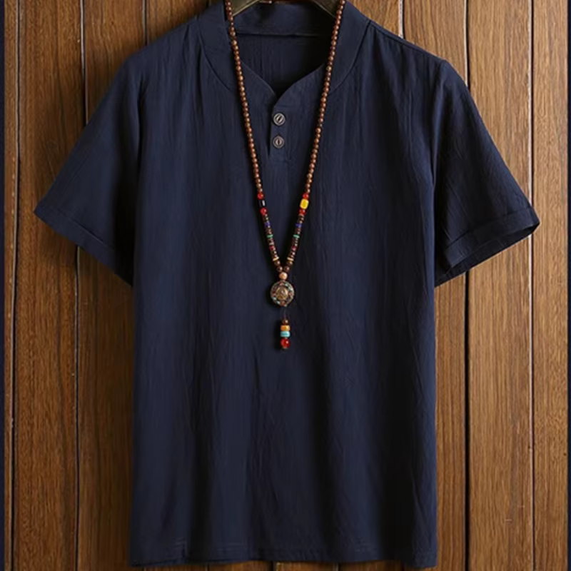 Pyjama en lin de coton pour hommes Pyjamas à manches longues printemps et automne Vêtements de nuit minces Grande