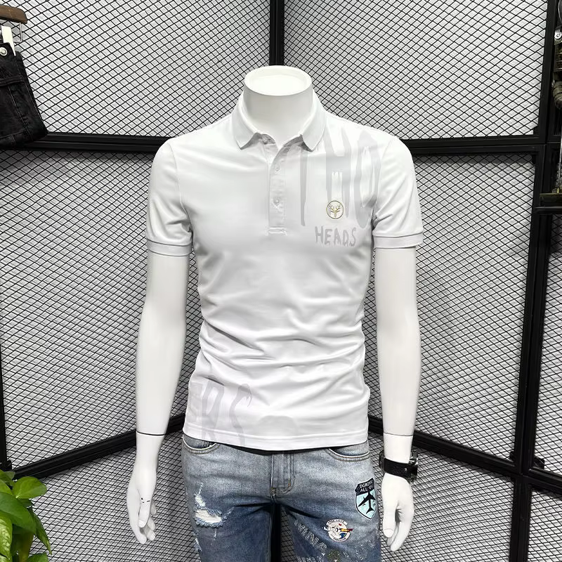 Polo Slim Fit pour hommes avec col imprimé brodé