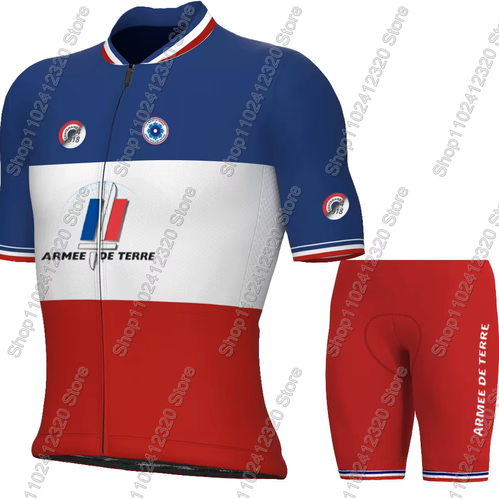 Ensemble Maillot et Cuissard Cycliste Équipe de France 2026 – Tenue d'Été pour Vélo de Route et VTT – Maillot et Short de Cyclisme