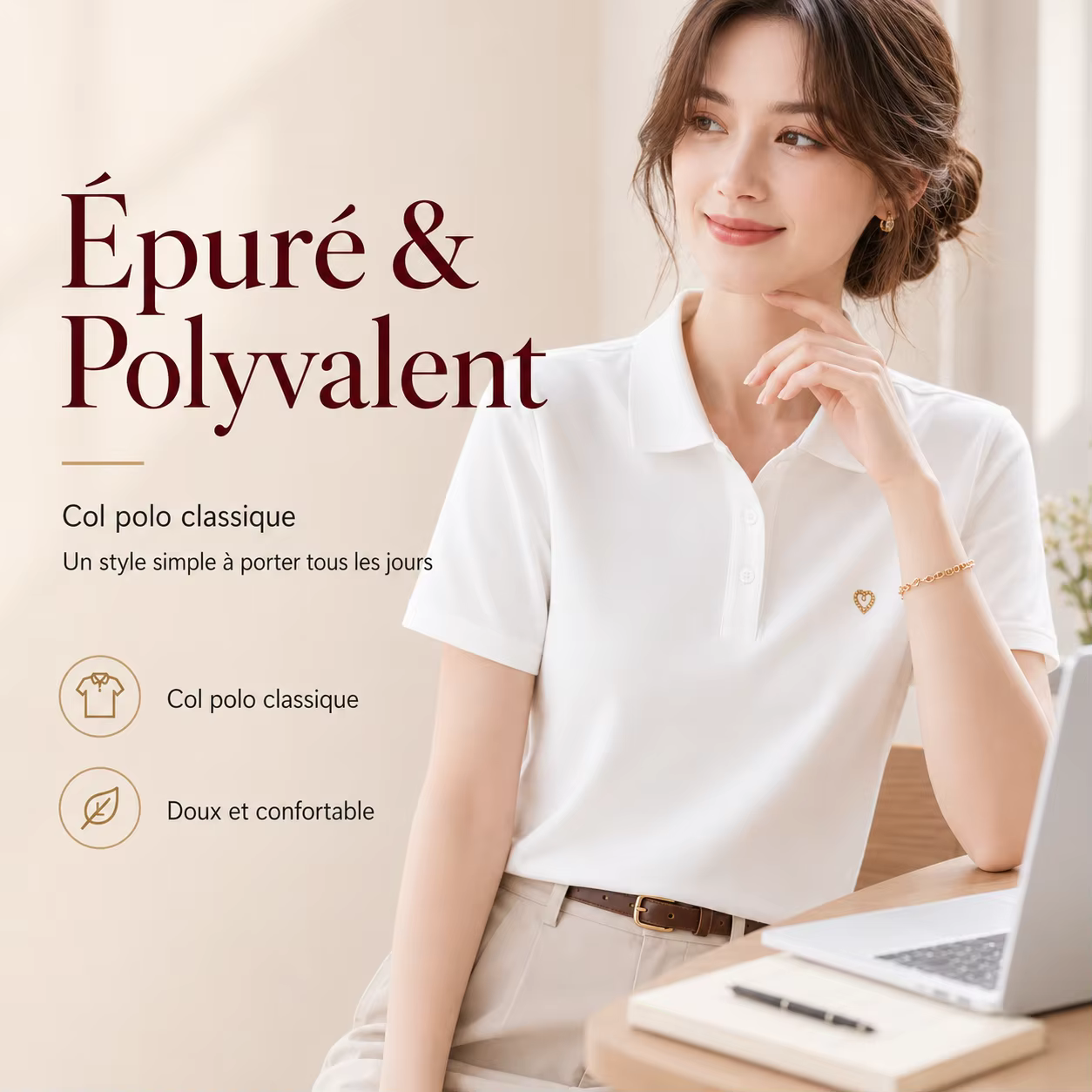 Chemise polo en coton mélangé pour femmes
