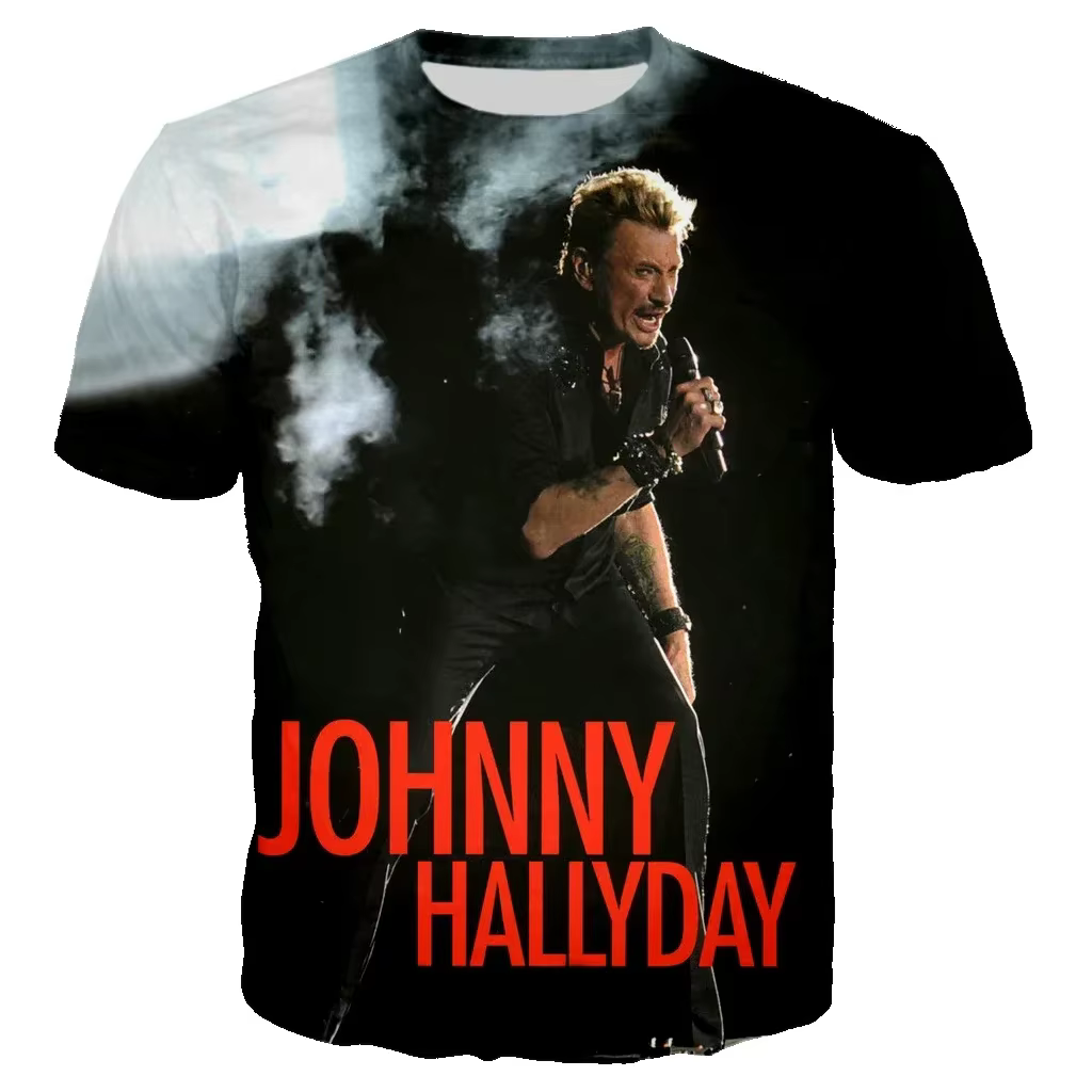 Nouveau le plus populaire chanteur Pop Johnny Hallyday 3D imprimé T-shirt hommes femmes Rock décontracté Streetwear vêtements Hip Hop Harajuku hauts