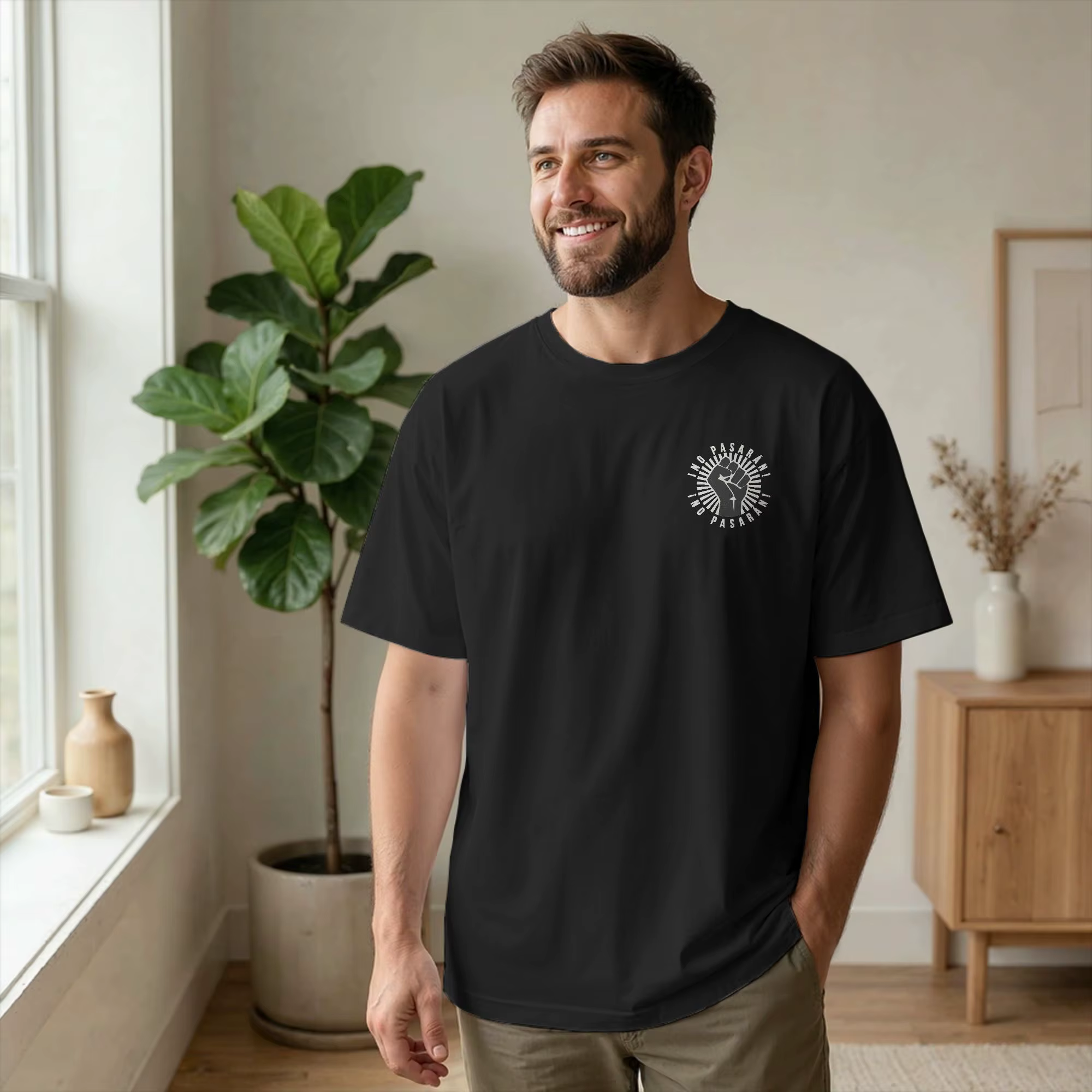 T-shirts avec slogan anti-fasciste pour hommes