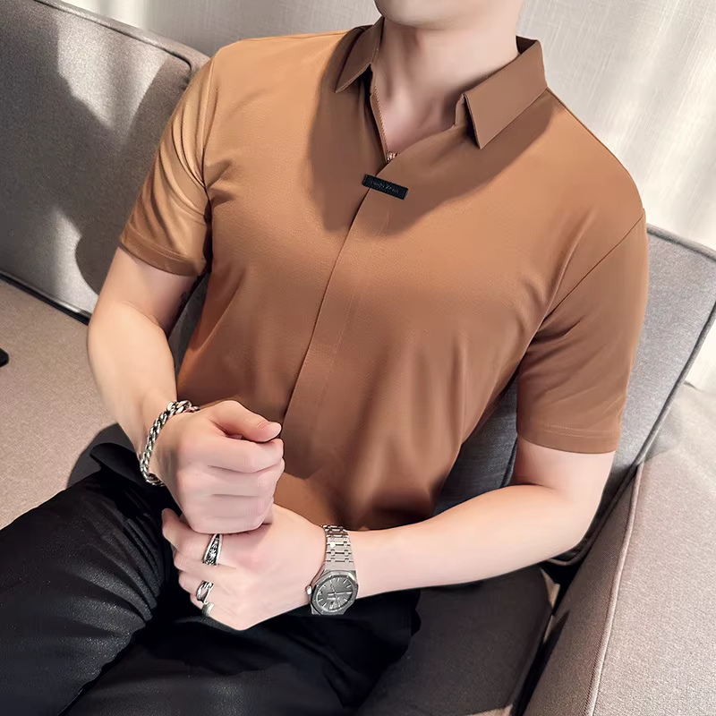 Polos de luxe à manches courtes pour hommes