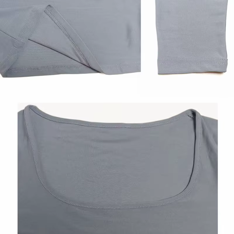 T-shirt à manches longues Slim hauts Sexy femme vêtements col carré près du corps