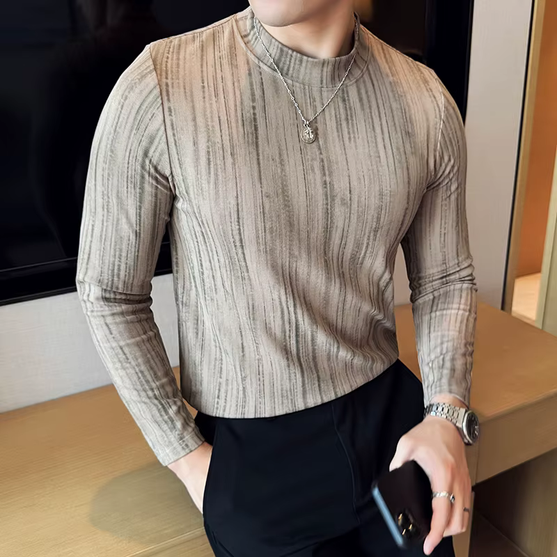 T-shirt à manches longues en coton rayé pour homme