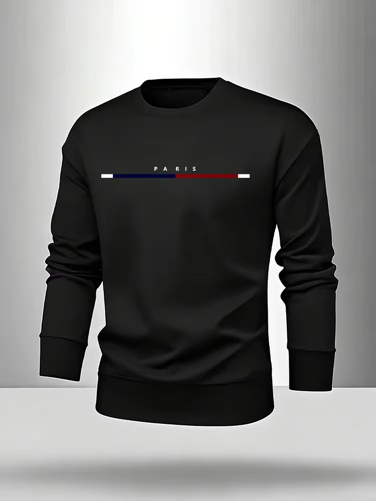 Nouvelle tenue décontractée pour homme 2026 : T-shirt à manches longues et pantalon de survêtement imprimé Paris – Collection Printemps-Automne
