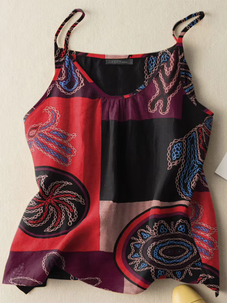 Bohème débardeurs hauts ZANZEA été Floral Camis femmes Vintage vacances plage Blouse décontracté Spaghetti sangle t-shirts lâche Blusas Mujer