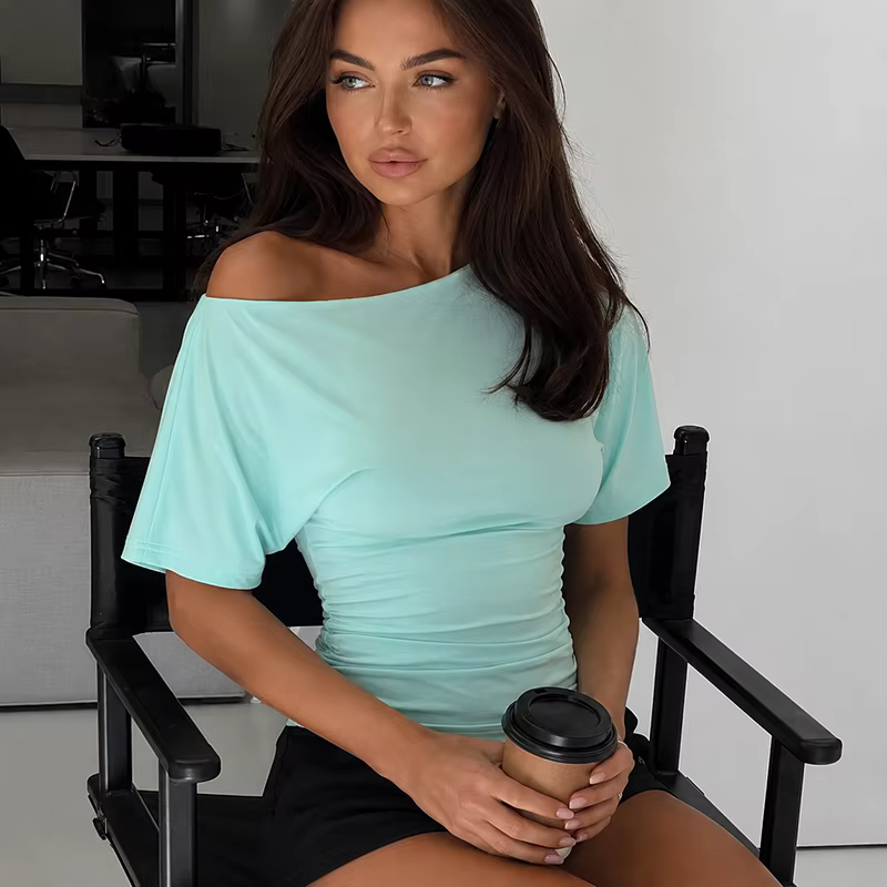 T-shirt d'été à épaules dénudées pour femmes