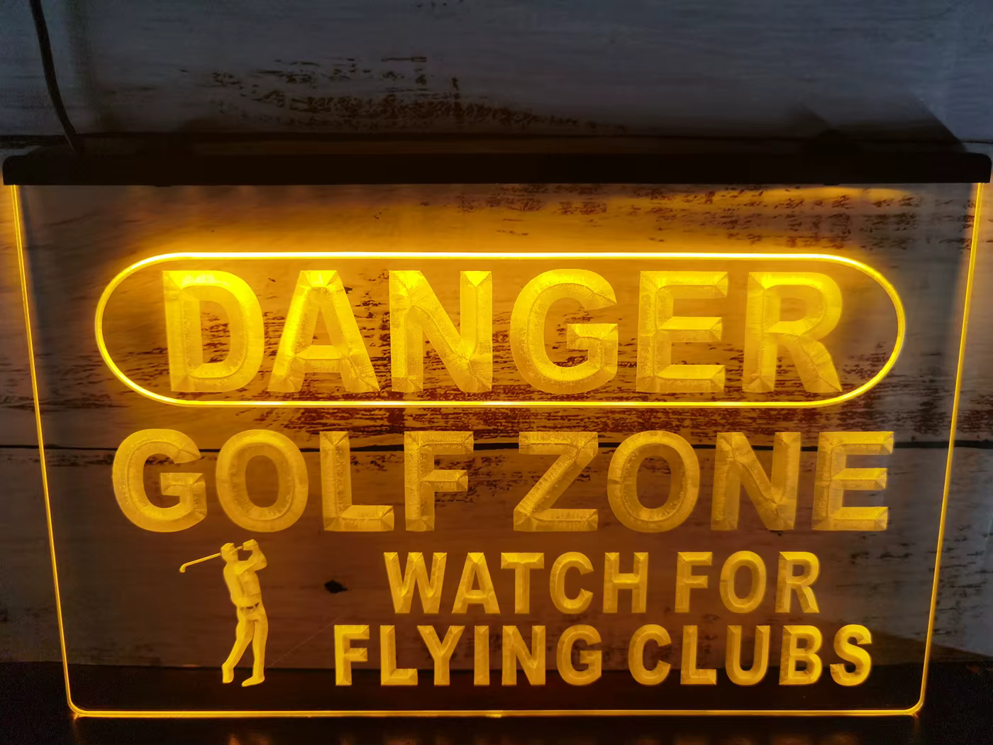 Danger Golf Zone LED néon Sign-3D Carimplanté Wall Art pour la maison