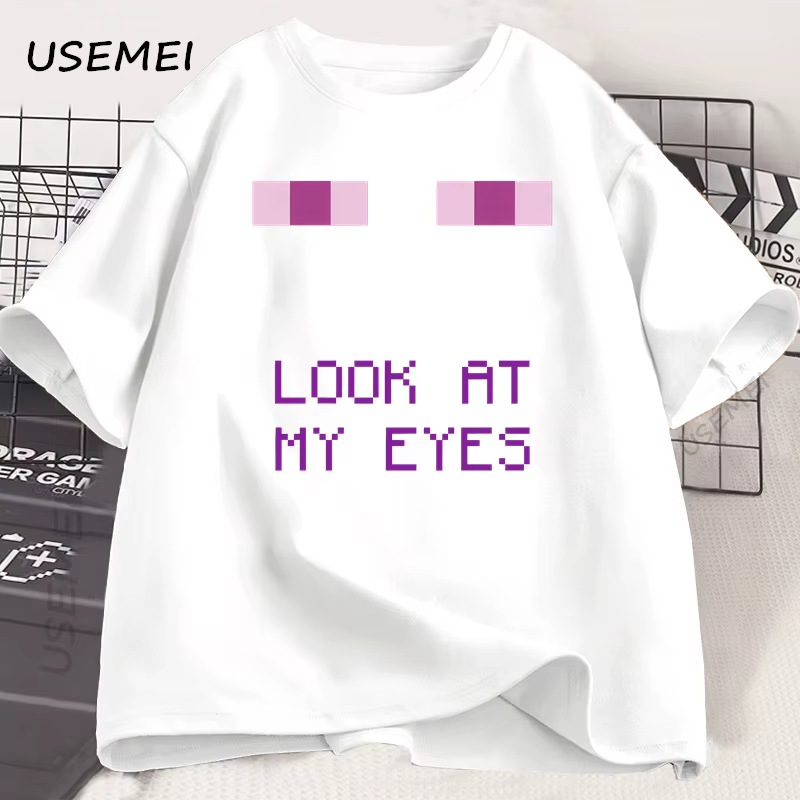 Enderman Eyes jeu T-shirts conception drôle coton à manches courtes t-shirt décontracté col rond ample graphique