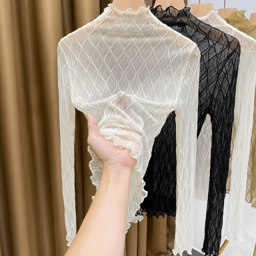 Haut à col roulé sexy et élégant en maille unie