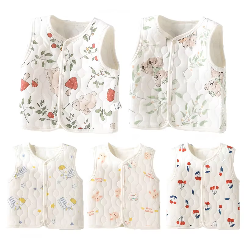 Nouveau-né bébé gilets sans manches coton rembourré enfants printemps chaud Cardigan veste infantile mignon dessin animé polaire coupe-vent vêtements d'hiver