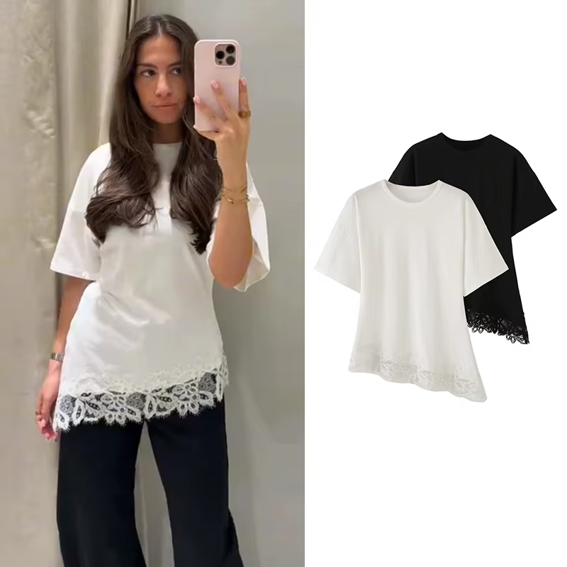 Chemisier T-shirt en dentelle pour femme