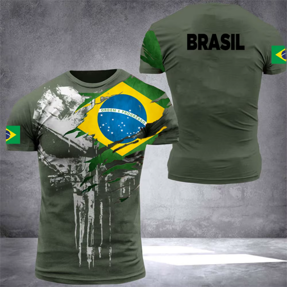 Brésil drapeau hommes T-Shirt impression 3D brésilien