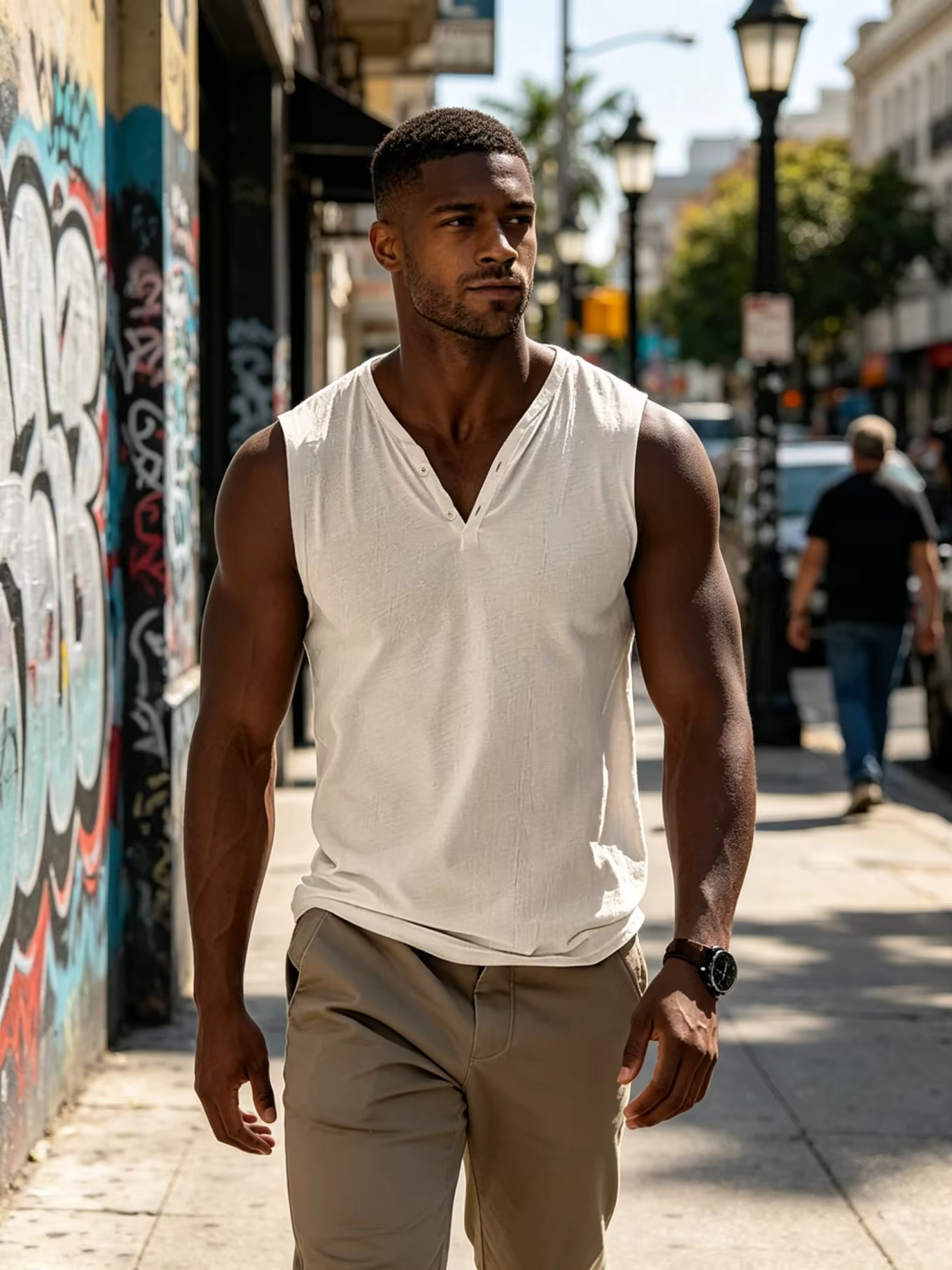 Débardeur sans manches pour homme, col Henley, léger, respirant, couleur unie, décontracté, pour la gym, la plage, l'été