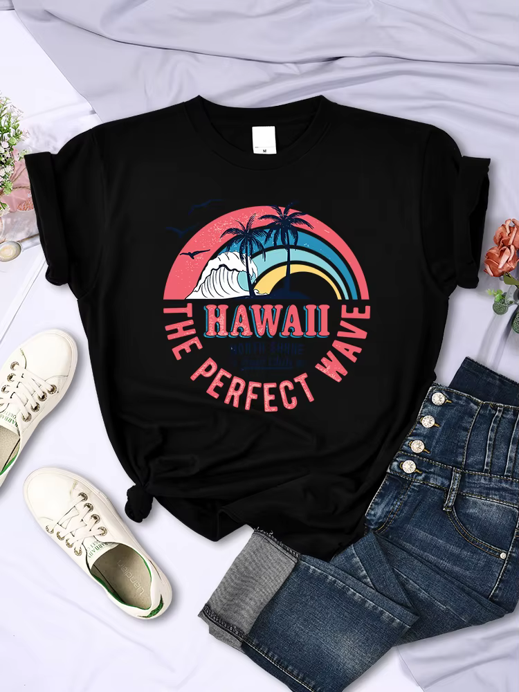 Hawaii la vague parfaite femmes t-shirt été respirant