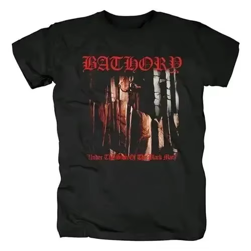 Bathory – T-shirt en coton noir pour hommes et femmes, 100% coton, de qualité, Hip-Hop, décontracté, Street Rock, Harajuku, classique, à manches courtes