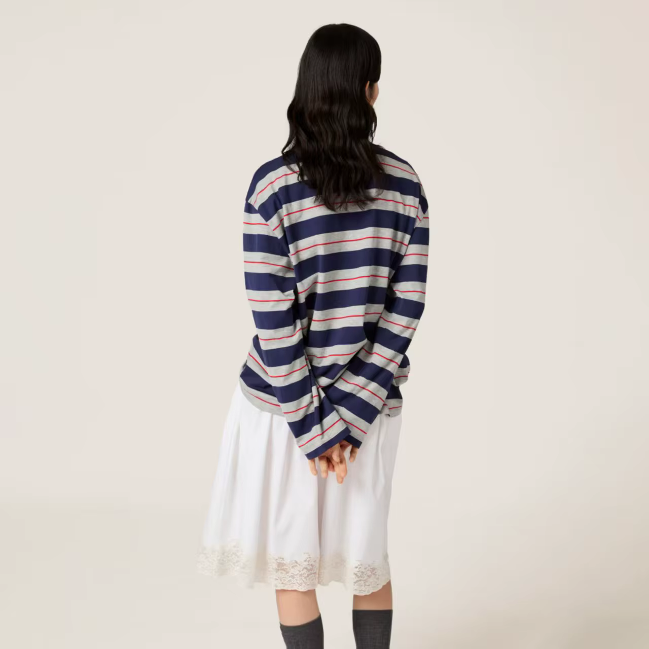 T-shirt rayé à manches longues pour femme