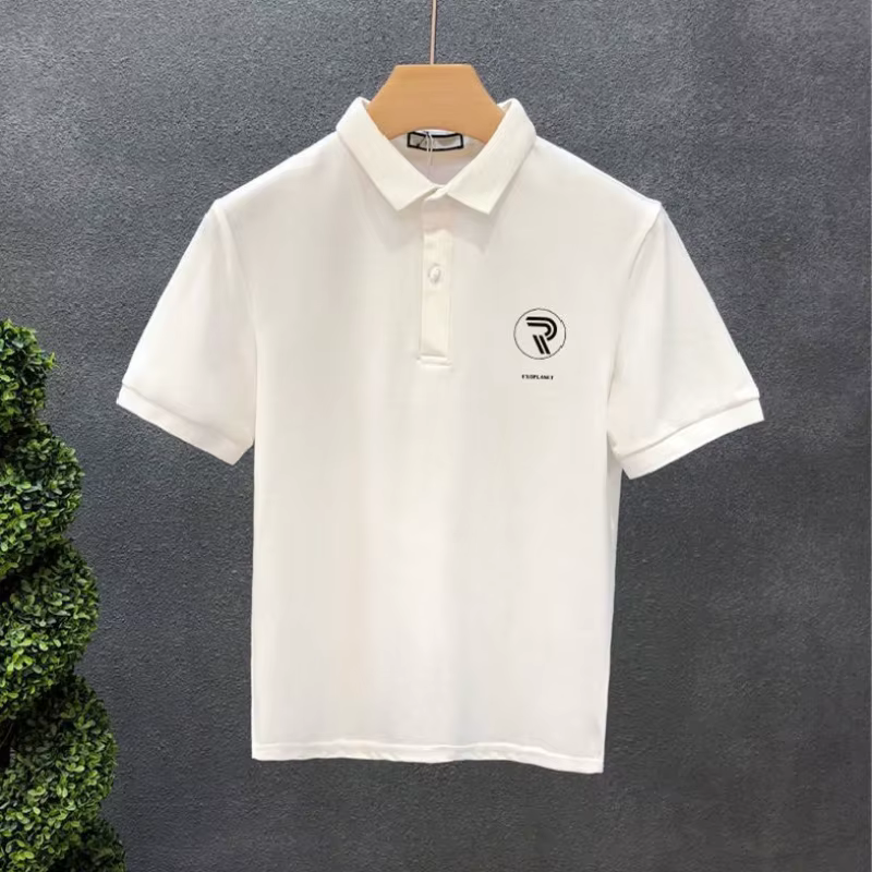 Polo noir chiné pour homme avec col