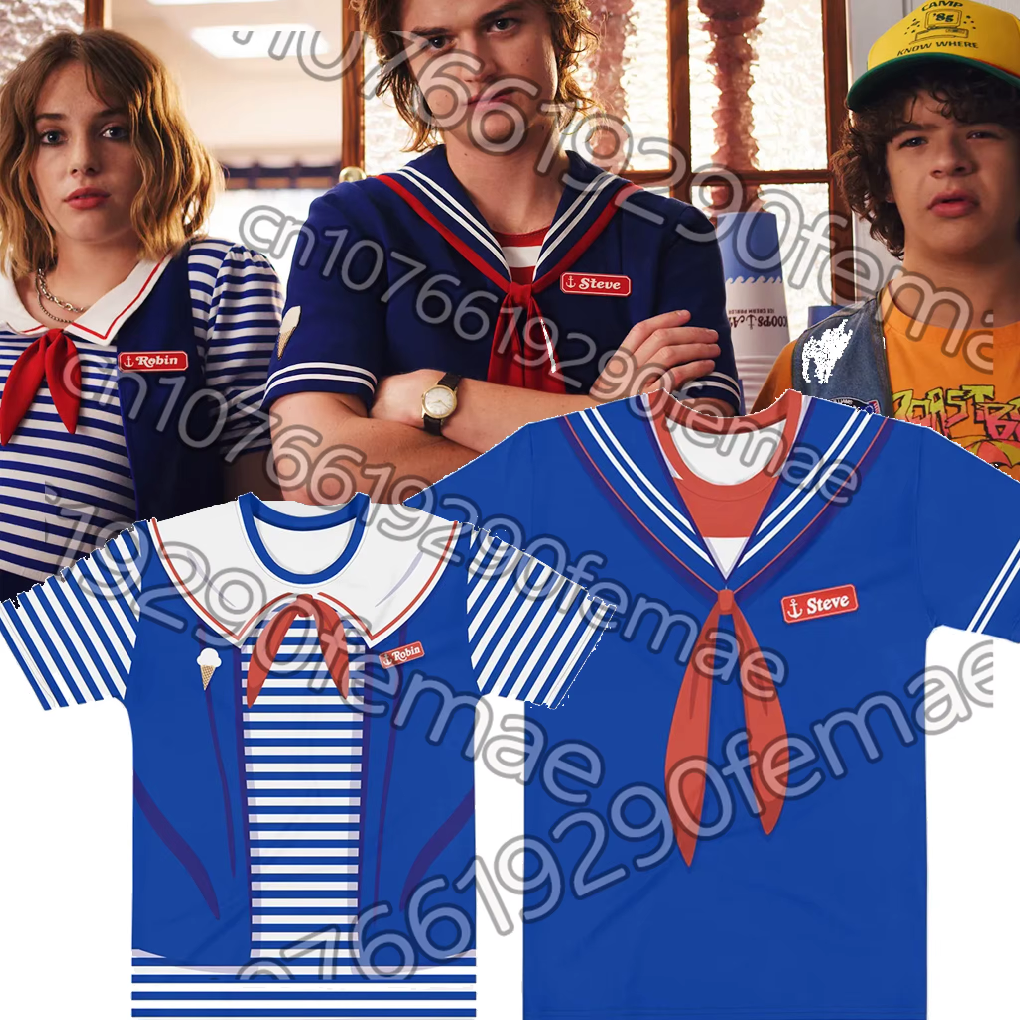 Steve Harrington Sailor Design T-Shirt - Style décontracté printemps-été