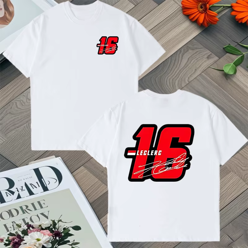 2025 tendance numéro 16 Charles Leclerc Racer graphique lâche t-shirt hommes femmes coton été Hip Hop à manches courtes unisexe t-shirts