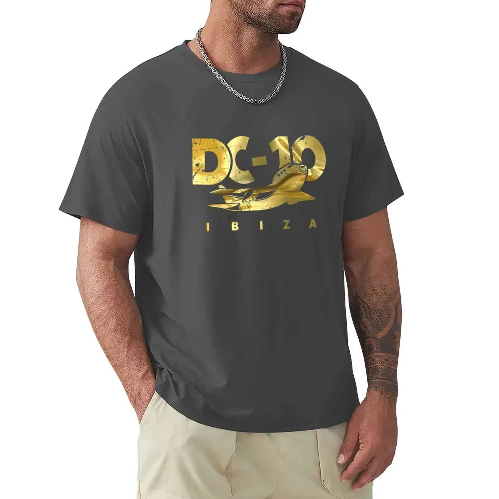 T-Shirt DC10 Bar Club IBIZA MODEL noir Vintage Gold