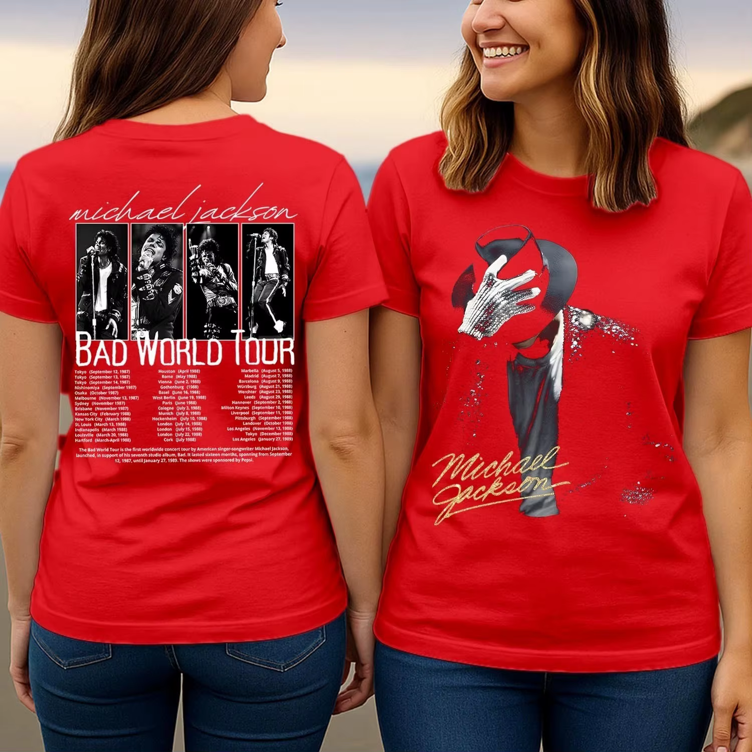 Nouveau T-shirt Michael Jackson King of Pop Beat It Thriller