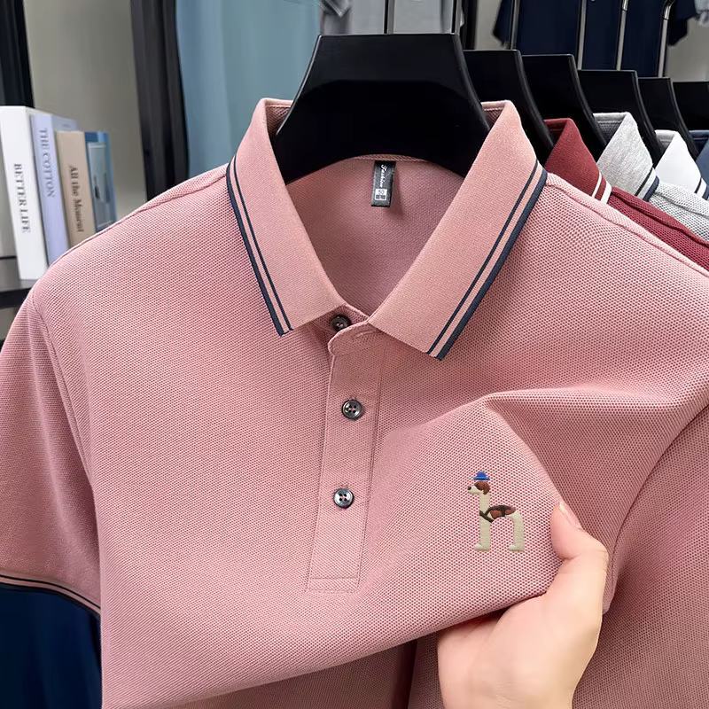 Polo brodé de marque haut de gamme pour homme