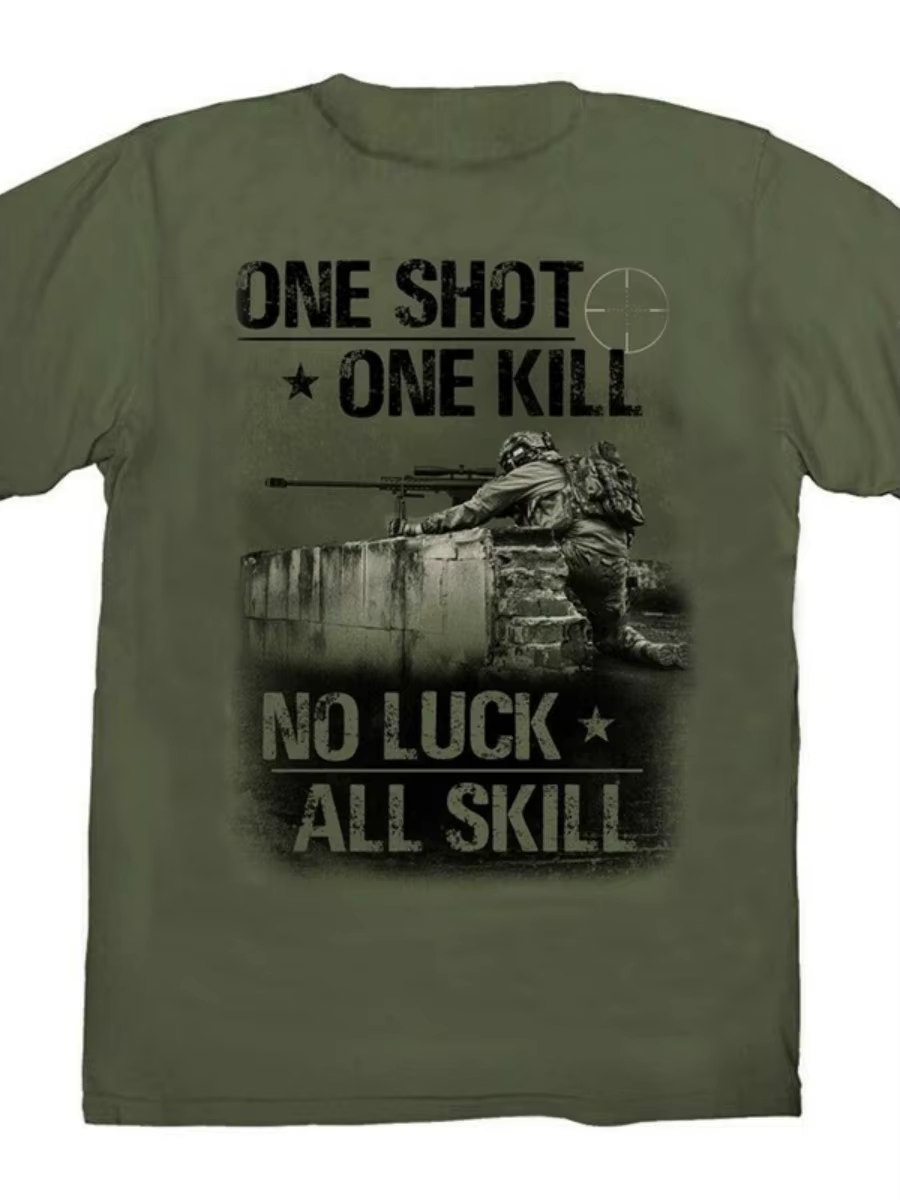 One Shot One Kill. T-shirt de tireur d'élite de soldat marin