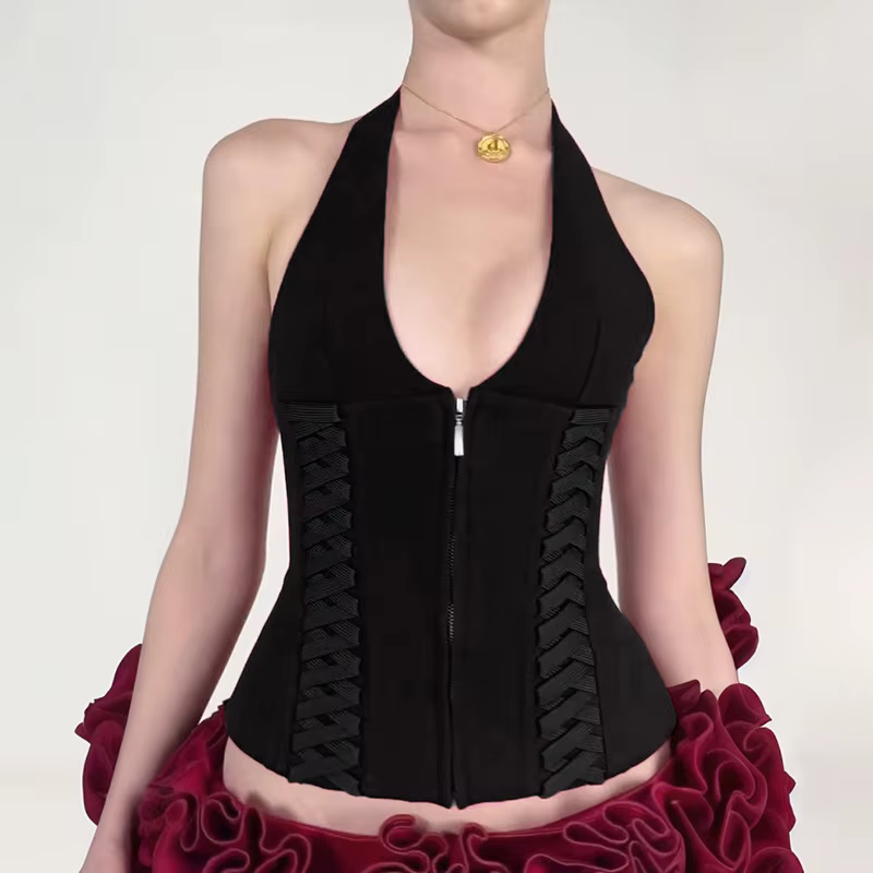 Comme Jennie vente chaude sangle de cou taille gilet à glissière fille