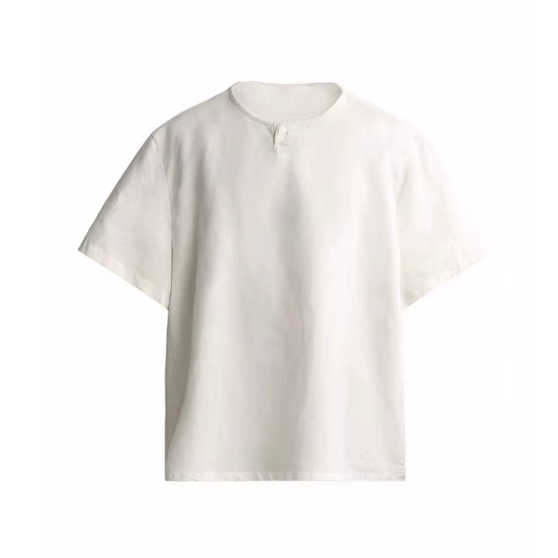 T-shirt Homme Col Rond Manches Courtes en Coton Chanvre Couleur Unie Coupe Ample Haute Qualité Nouvelle Collection 2026