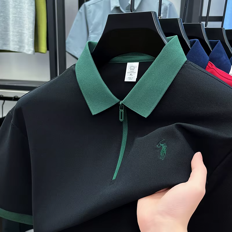 Marque haut de gamme Pony brodé chemise de polo à manches courtes mode respirant hommes décontracté demi-fermeture