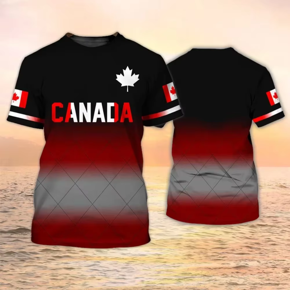 T-shirt imprimé drapeau du Canada feuille d'érable pour hommes et femmes