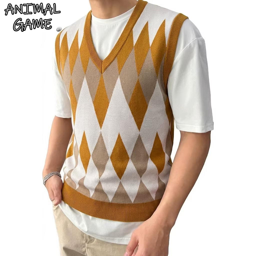 Gilet pull sans manches en tricot pour homme