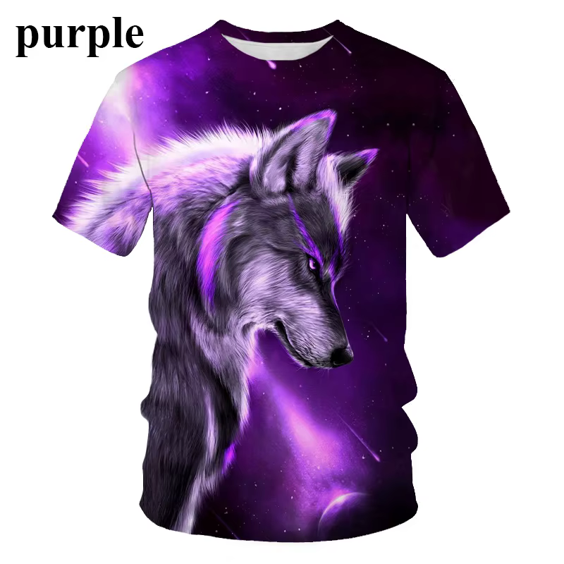 T-shirt imprimé loup 3D pour hommes et femmes
