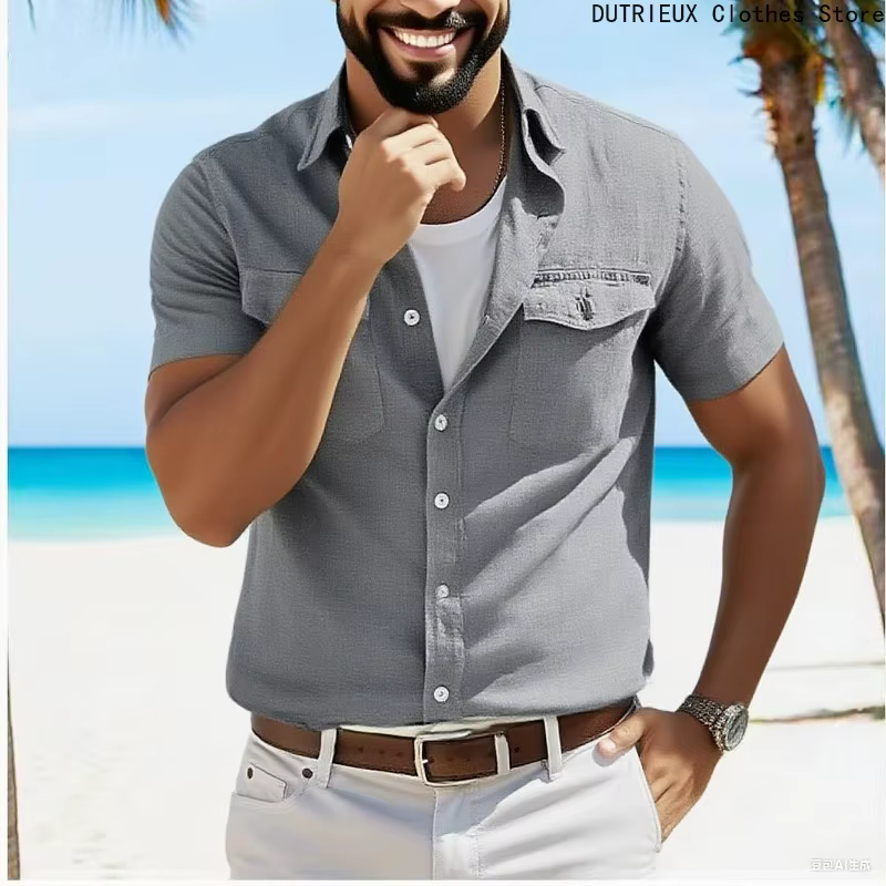 Chemise en coton à manches courtes pour hommes T-shirt