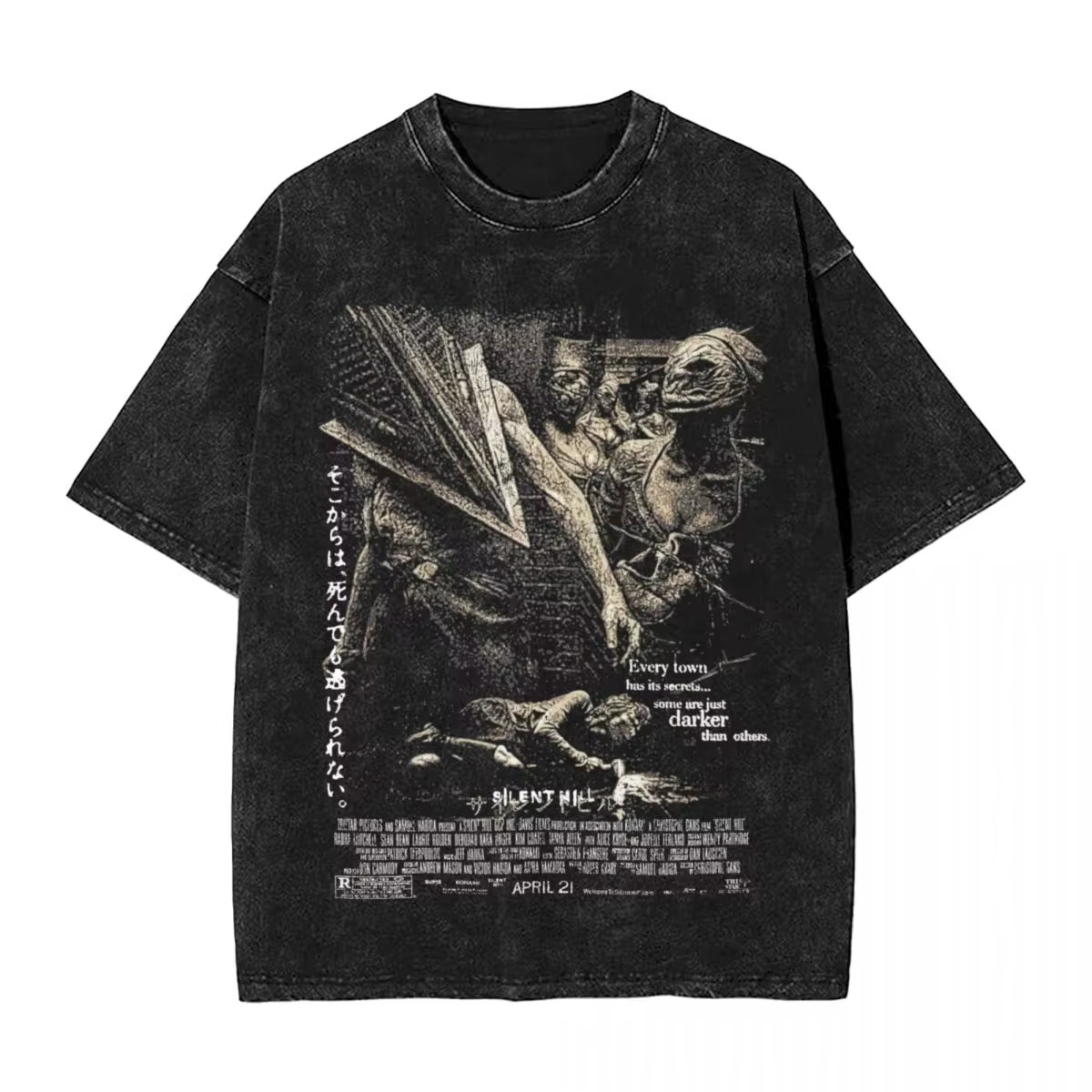 T-Shirt Délavé à Manches Courtes pour Homme et Femme